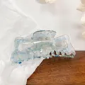 Large acetate hair claw clip with blue marble pattern for thick hair styling - 13cm / Glass Blue 13CM
