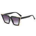 Cat-Eye-Sonnenbrille mit schwarzem Rahmen, Golddekor und lila Verlaufsgläsern - Glänzender schwarzer Rahmen Farbverlauf Grau