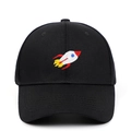 Cappellino da baseball nero in cotone con ricamo a razzo per sport all'aperto e stile hip hop - Regolabile / Nero