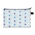 Floral print cosmetic bag with blue stripes and coral flowers on beige canvas - Blue Coral Floral (10)