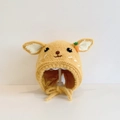 Ginger yellow knitted baby bonnet with plush animal ears and carrot detail for winter - Ginger Rabbit - Lined