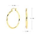 Detailed view of twisted S925 silver hoop earrings with dimensions 38.6mm and 42.7mm - 40mm / Gold