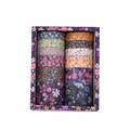 12-roll floral washi tape set with assorted vintage patterns in a matching gift box - 12 Rolls Set / Forest Island Sunset