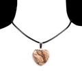 Brown and beige marble natural stone heart pendant on a black cord necklace - Jasper