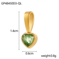 Golden heart-shaped pendant with green zircon stone and dimensions 1.4cm x 0.6cm - Heart-LOVE Green
