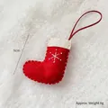Handmade red wool felt Christmas stocking ornament with snowflake embroidery and white trim - Red Sock