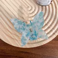 Blue and white marble acetate butterfly hair claw clip with durable metal spring - 6.5cm / Crystal Blue