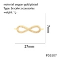Detail eines 18K vergoldeten Unendlichkeitssymbols mit Zirkonia-Besatz und Maßen - Unendlichkeit - Lang (P05507)