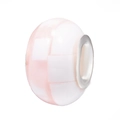 Pink and white checkered mosaic resin bead charm with a silver core for DIY jewelry - Pink and White Checkered Style (021)