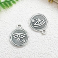 Silver Eye of Horus alloy pendant with vintage finish for DIY jewelry and necklaces - Round Eye of Horus (15x18mm)