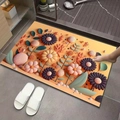 Alfombrilla de baño absorbente de diatomita con flores 3D y guijarros en naranja y púrpura - 40x60cm / Terciopelo de Cristal / Nuevo-09 (3D Flor de Guijarros)