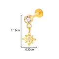 Gold titanium flat back labret with star pendant and clear zircon inlay dimensions - Round Zirconia Eight-Pointed Star Dangle Style (T2535-6# Gold)