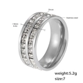 Anello a doppia fila di zirconi in acciaio inossidabile argento, larghezza 8mm - US 4 / Argento Doppia Fila Zircone