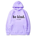 Purple oversized hoodie for men and women featuring be kind letter print and drawstring hood - Light Purple 313 / S