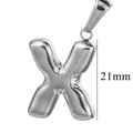 Polished silver stainless steel bubble letter X pendant charm with 21mm height - Letter X / Steel