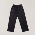 Pantalón deportivo lavado vintage de pernera ancha con cordón y bordado de estrella - XS / Negro Salvaje