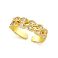 Anello aperto dorato minimalista con doppia fila di cristalli marquise da donna - Stile a Fila di Cristalli Marquise / Oro