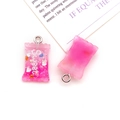 Pink resin candy charms for DIY keychain with glitter filling and Sweet lettering - Rose Red Candy Pendant