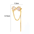 Detailed view of butterfly ear cuff with cubic zirconia and fringe tassels dimensions - 6# Golden (Heart Zircon Bow Tassel)