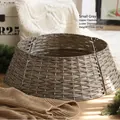 Base per albero di Natale in vimini grigio intrecciato a mano per decoro minimalista - Sopra 40xSotto 60xH 17cm / Piccolo Grigio