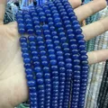 Polished deep blue natural stone abacus beads for DIY jewelry making accessories - Synthetic Blue Jade / 5*8mm (approx. 73 pcs/strand)