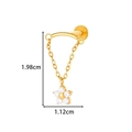 F136 titanium chain cartilage stud with golden flower and zircons, 1.98cm height - Flower Chain Style (T2534-8#) / Gold