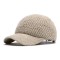 Gorra de béisbol de punto cálida para mujer en color beige con correa trasera ajustable - Ajustable / Caqui