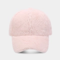 Casquette de baseball en fausse fourrure de vison rose avec texture douce pelucheuse - Rose