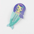 Cute purple and teal metal mermaid hair clip for girls with colorful cartoon design - Big Eye Mermaid