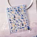 Pegatinas de uñas 5D con relieve y diseños de la Noche Estrellada sobre fondo púrpura - Estilo de Relieve Noche Estrellada de Van Gogh (TS-2722)