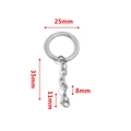 Kit porte-clés en acier inoxydable argenté avec anneau 25mm et chaîne de 35mm - Anneau Plat 25mm + Chaîne Torsadée + Fermoir Mousqueton