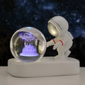 Astronaut night light with 3D crystal ball featuring a glowing Happy Birthday cake - Sphere / Happy Birthday (Multicolor Light)
