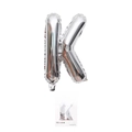 Silver foil alphabet balloon letter K for birthday party with retail card packaging - 16" / Silver Letter K (With Backing Card)