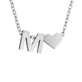 Collana argento personalizzata con lettera M minimalista e ciondolo a forma di cuore - M-Acciaio