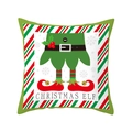 Square Christmas Elf pillow cover featuring green tunic and red striped stockings design - TQR31-24/Christmas Elf Legs