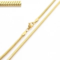 18K gold plated stainless steel snake chain necklace with lobster clasp and detail view - 2.4mm Gold Blade Chain
