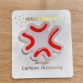 Cute red anime angry vein emoji acrylic badge pin accessory for DIY hair clips - Angry White Base / Brooch Style