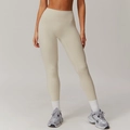 High-waisted quick-dry yoga pants in cream white for fitness and gym workouts - S / Oat Apricot