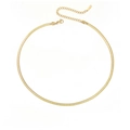 Flat lay of gold plated stainless steel snake chain necklace with lobster clasp closure - Gold (YX25110) / 3MM-35+8CM