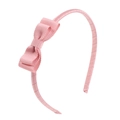 Diadema con lazo rosa de cinta de grosgrain para niñas con aro cubierto de satén suave - Rosa Néctar