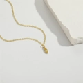 Elegant gold chain necklace featuring a yellow marquise shape gemstone pendant - Yellow (Gold)