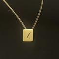 Square 18K gold-plated stainless steel initial necklace with letter Z pendant - Pendant Only / Letter Z