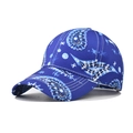 Berretto da baseball in cotone blu con stampa paisley e visiera rigida stile etnico - Regolabile / Paisley Blu