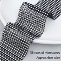 Black mesh 15-row rhinestone ribbon trim 6cm wide for DIY Christmas craft decoration - 12 Rows (Approx. 6cm Wide x 5 Yards) / Black