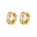 Elegante goldene Blumenohrringe mit Zirkonia-Besatz auf S925 Silber-Steckern - Weißer Zirkon