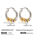 Detail view of two-tone stainless steel hoop earrings with size specs and 11.5g weight - JDE0304013-PS / Gold and Silver Two-Tone