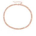 Polished rose gold stainless steel Figaro chain necklace with lobster clasp and extender - 42+5cm / 6mm / Rose Gold