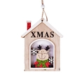 Addobbo natalizio in legno a forma di casetta con scritta XMAS e renna - Stile Alce