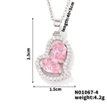 Details des rosa Herzanhängers mit Maßen 2,5 x 1,5 cm und Kettenlänge von 40+5 cm - Silber Rosa Herzstil (N01067-4)