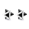 Punk silver and black geometric triangle stud earrings for men in minimalist style - Black Silver Geometric Triangle Pair / Black & Silver